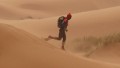 A competitor crosses the erg Znaigui during the second stage of the 26rd edition of the 'Marathon des Sables', on April 4, 2011, some 300 Kilometers, South of Ouarzazate in Morocco. The marathon is considered one of the hardest in the world, with 900 participants having to walk 250 kms (150 miles) for seven days in the Moroccan Sahara.