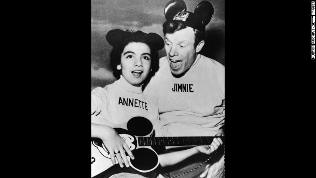 Annette Funicello, one of the best-known members of the original 1950s "Mickey Mouse Club" and a star of 1960s "beach party" movies, died at age 70 on April 8. Pictured, Funicello performs with Jimmie Dodd on "The Mickey Mouse Club" in1957.