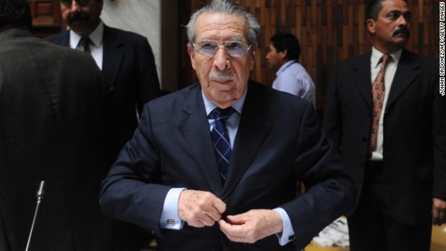 Former Guatemalan dictator Efrain Rios Montt, accused of ordering the execution of more than 1,700 indigenous Ixil Mayans in the 1980s, arrives at his trial in Guatemala City. It's "the first time, anywhere in the world," that a former head of state was being tried for genocide by a national tribunal, according to the United Nations.