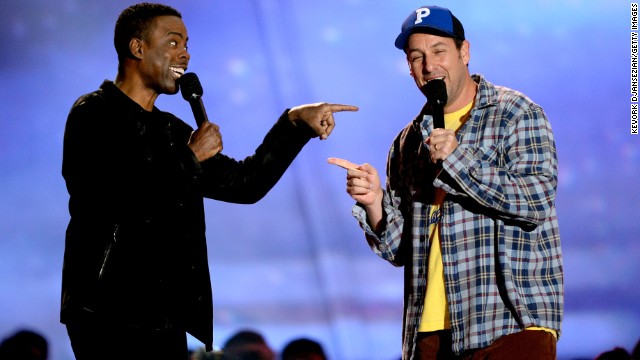 The 2013 MTV Movie Awards came early this year, but Sunday night's show wasn't short on memorable moments. First up on the list? <a href='http://www.mtv.com/videos/misc/898698/wtf-experts-chris-rock-and-adam-sandler-present-best-wtf-moment.jhtml' >Chris Rock and Adam Sandler present the "Best WTF Moment" award</a>. Half of the segment was bleeped, with Rock keeping censors on their toes by appearing to say something off the cuff at the end.