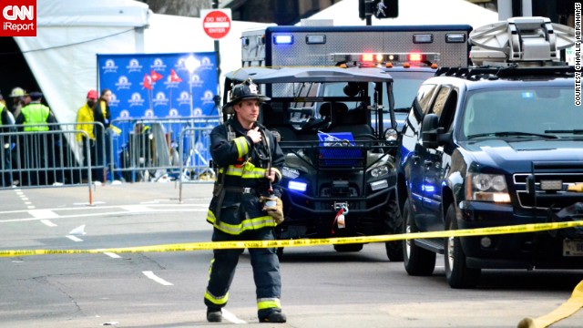 iReporter Charlie Abrahams, 47, had been shooting photos at mile 11 of the race when he headed back toward Boston and was greeted by sirens. He went over to Copley Square, close to where he lives, and captured photos of the first responders. 