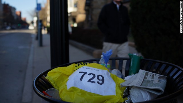 A runners bib lies discarded April 16. See all photography related to the Boston bombings.v