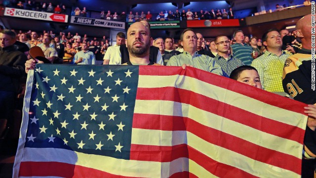 A moment of silence was held for the victims of the Boston Marathon bombings before a hockey game between the Boston Bruins and the Buffalo Sabres on April 17.