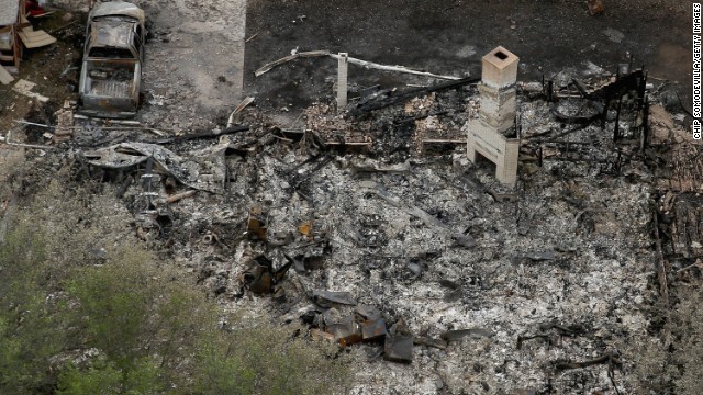 A chimney is the only part of a home left standing after Wednesday's explosion. 