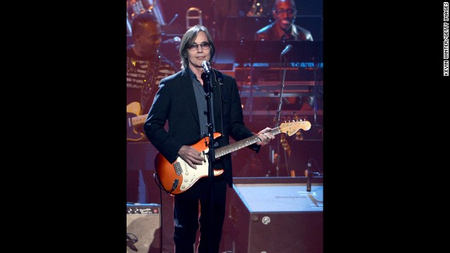 Jackson Browne performs onstage at the Rock and Roll Hall of Fame induction ceremony in Los Angeles.