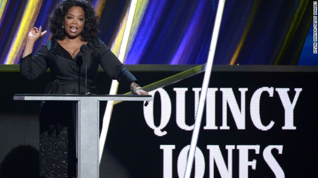 Oprah Winfrey honors Quincy Jones, who cast her in "The Color Purple."