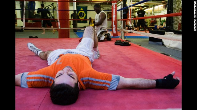 Tsarnaev practices boxing at the Wai Kru Mixed Martial Arts center.