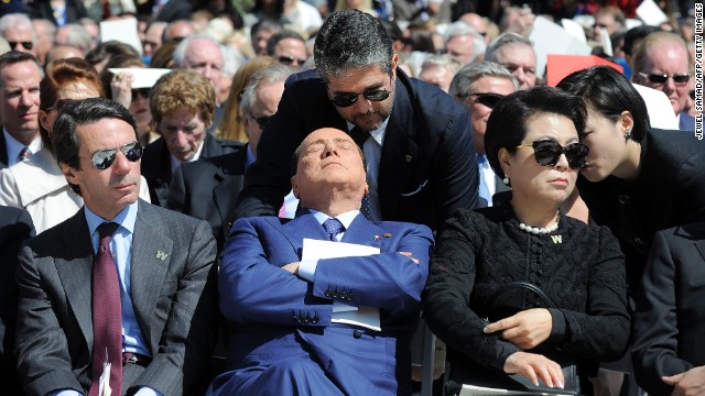 Former Italian Prime Minister Silvio Berlusconi, center, attends the ceremony.