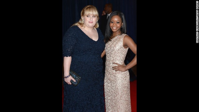 Actress Rebel Wilson, from "Bridesmaids," and Olympic gymnast Gabby Douglas attend the dinner.