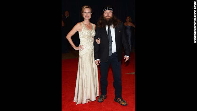  Korie and Willie Robertson, from "Duck Dynasty," arrive on the red carpet.