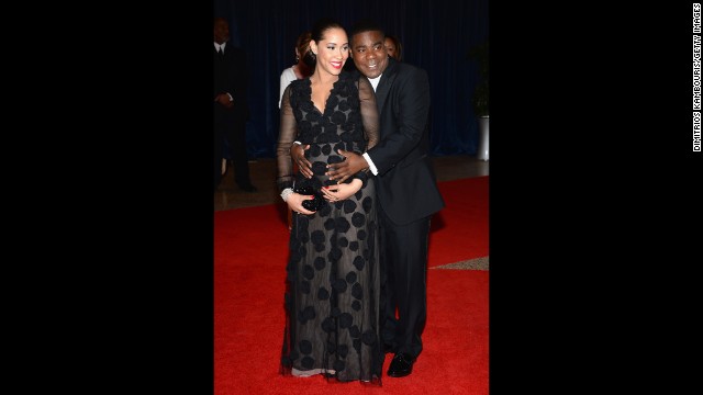 Tracy Morgan, known for his role on "30 Rock," and fiance Megan Wollover pose on the red carpet.