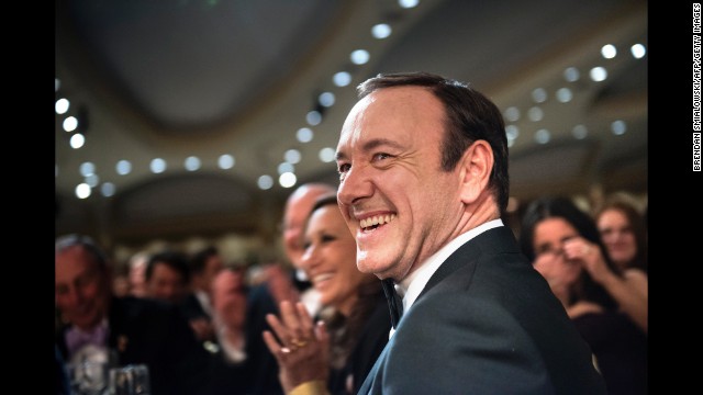 Actor Kevin Spacey laughs during the event.