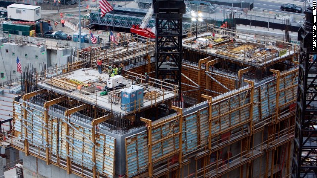 Work continues on the concrete core of the building December 9, 2008.