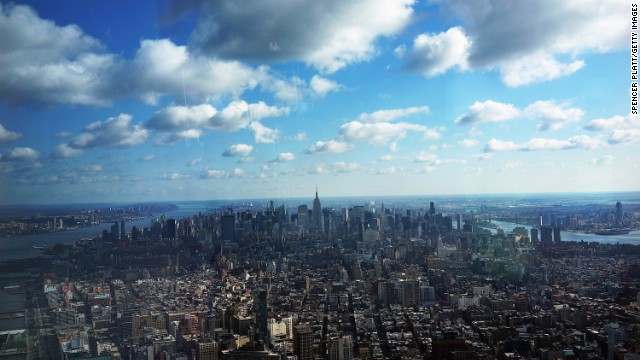 Manhattan is seen from One World Observatory from the 100th floor of 1 World Trade Center on April 2.