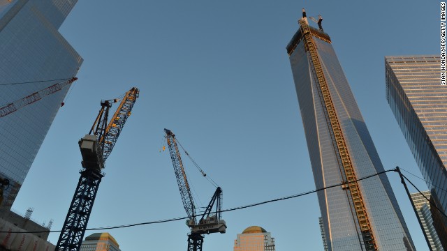 Cranes surround the new building on April 2 during the last stages of the construction.