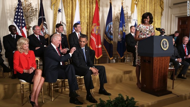Obamas and Bidens team up for hiring veterans