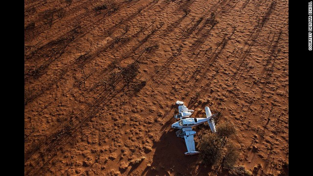 A Cessna 310Q in repose in western Australia. Eckell wants to self-publish a coffee table book about the airplanes and has a fund-raising page. He calls his online gallery "Happy End."
"Our perception 'automatically' thinks of a disaster until we learn that all survived and were rescued from the remote location," Eckell tells CNN. The photographer, who operates out of Dusseldorf, Germany, and Bangkok, Thailand, shot these photos from August 2010 to March 2013.