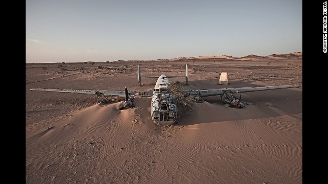 An Avro Shackleton, a British-made maritime patrol aircraft, is swallowed by the sand in Western Sahara. A local rebel group helped Eckell reach the site from Mauritania. "We had to go cross-country, as the military would stop us on the gravel roads -- a different kind of thrill."