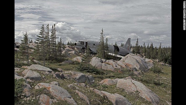 This Curtiss C-46 Commando, a transport aircraft, went down in Manitoba, Canada, nearly 35 years ago. In a wreckage search, proper orientation is a must, says Eckell. "You should know exactly where you want to go; in thick bush even the smallest mistake can get you lost."