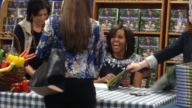 First lady promotes book and tackling childhood obesity