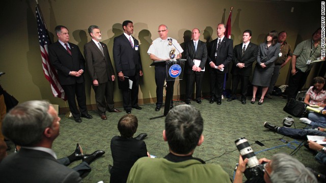 Cleveland Deputy Chief of Police Ed Tomba, center, speaks at a news conference to address details of the developments.
