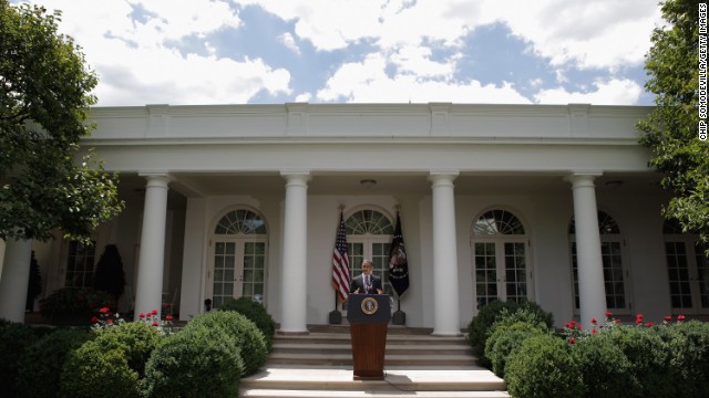 President Barack Obama in the Rose Garden at the White House on June 15, 2012 in Washington, DC.