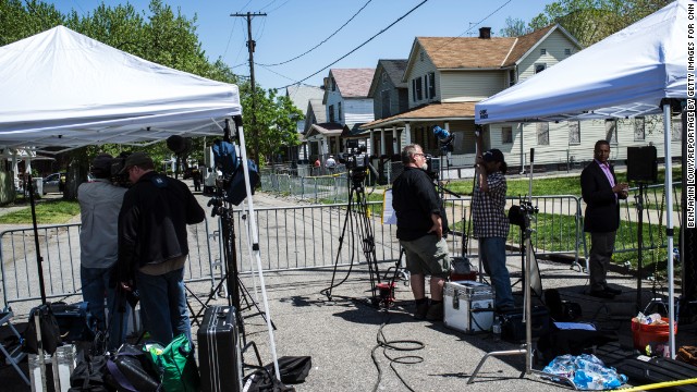 The media set up tents near Castro's home. 