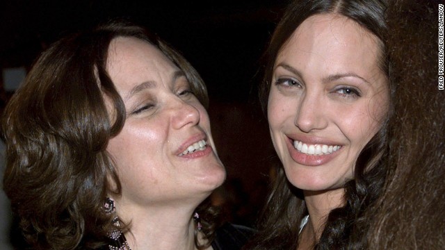 Jolie and her mother, Marcheline Bertrand, are photographed at the premiere of Jolie's film "Original Sin" in Hollywood in July 2001. Bertrand died in January 2007 of ovarian cancer.