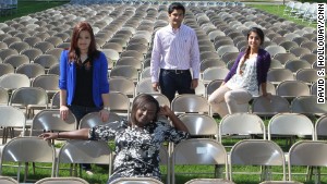 Fatima Bostan-Ali, from left, Mireille Kibibi, Naing Oo and Lima Naseri graduated from Berry on Saturday.