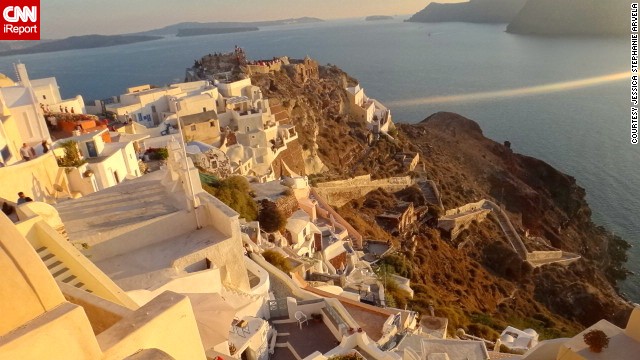 The island of Thira, colloquially known as Santorini, lies off the southeast tip of Greece and is known for its sunsets. See more images from around Greece on <a href='http://ireport.cnn.com/docs/DOC-862128'>CNN iReport</a>.