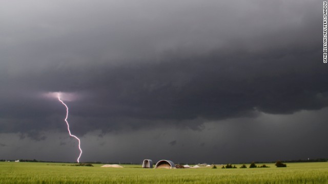 Lightning strikes in Clearwater, Kansas, on May 19.