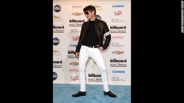 Morten Harket of A-ha poses in the press room.