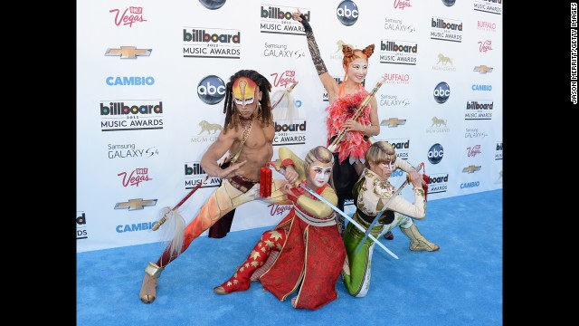 Cast members of the Cirque du Soleil show "Ka" arrive.