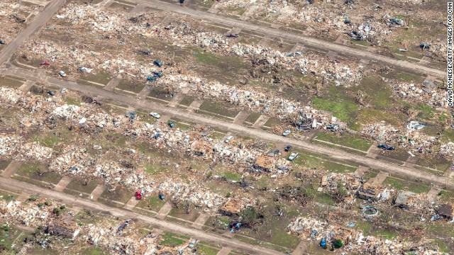 The storm, which touched down near Newcastle, Oklahoma, spanned 1.3 miles. Some areas along the path were completely flattened.