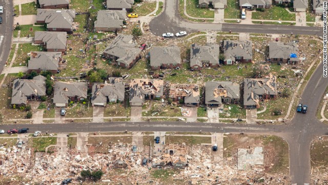 In some areas, the homes of an entire street were destroyed.