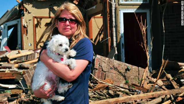 Lori Lacey found her dog Lillie two days after the tornado destroyed her home.