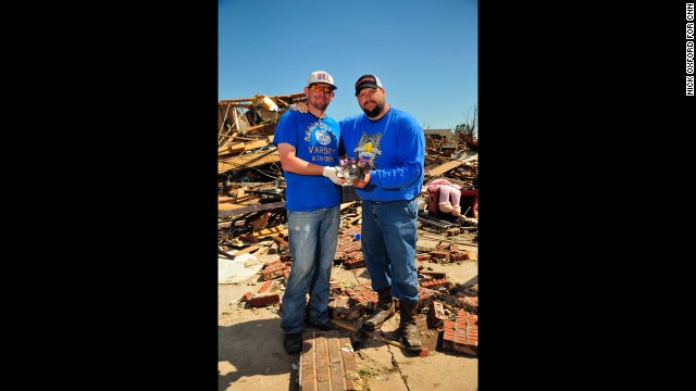 Scott, left, and Buddy Whitmore recovered a bowl that belonged to their grandmother.