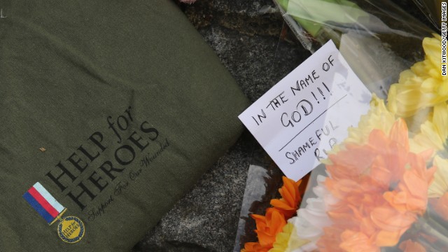 Flowers lay outside Woolwich Barracks on May 23, 2013 in London, England.
