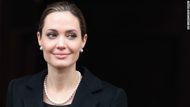 Jolie leaves Lancaster House after attending the G8 Foreign Minsters' conference on April 11, 2013, in London.