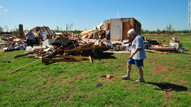 Kay Taylor lives next door to her 94-year-old aunt, whose home was destroyed by tornadoes in 1999 and this week. Both women plan to stay on this land. 