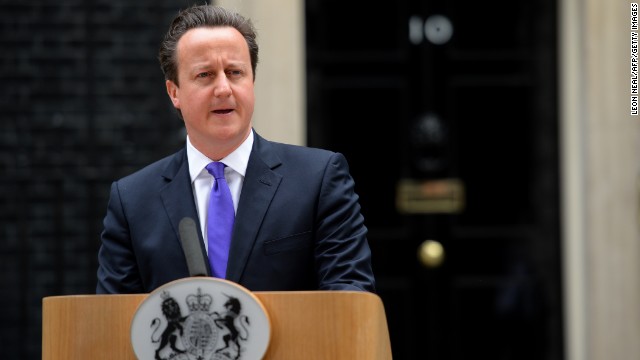 Britain's prime Minister David Cameron addresses media representatives at 10 Downing Street in London on May 23, a day after a soldier who was hacked to death in a London street by two suspected Islamist extremists. 