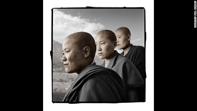 Kalsang, 25; Ngawang, 22; Dechen, 21 (Dolma Ling Nunnery, India)<br /><br /><br /><br /><br /> When photographed, these nuns had just arrived at Dolma Ling after fleeing Tibet. In 1992, they were arrested, beaten, shocked with electric cattle prods and imprisoned for placing posters that protested the Chinese occupation of Tibet, Borges said. Several times during their conversation, Dechen broke into tears and quietly excused herself before continuing her story.