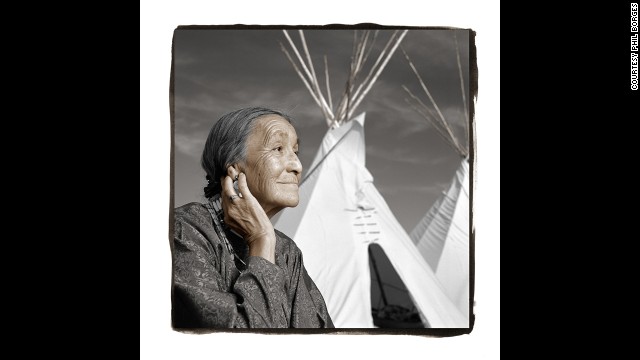 Lucille Windy-Boy, 71 (Rocky Boy, Montana)<br /><br /><br /><br /><br /> Lucille, a recent widow, is known across the reservation for the high-quality tepees she sews. Her husband was an important spiritual leader in the territory. When Borges met Lucille, she was surrounded by some of her 42 grandchildren and 32 great-grandchildren. They proudly told him that Lucille and her husband had started college five years ago and earned their bachelor's degrees together, inspiring all the young people in their community.