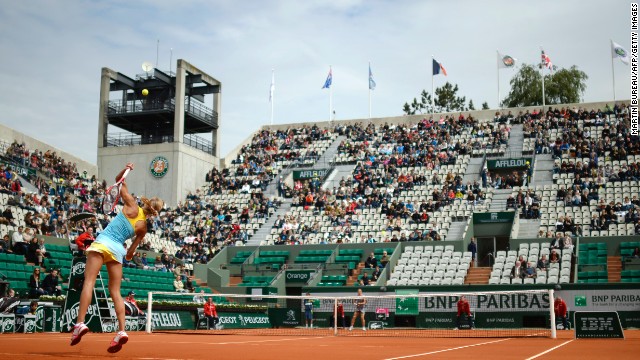  Rus serves to Errani on May 26.