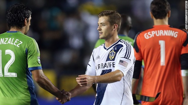 Robbie Rogers became the first openly gay male athlete to play in a professional American sporting match when he took the field for Major League Soccer's Los Angeles Galaxy during a match against the Seattle Sounders on May 26.