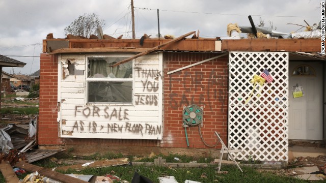 A message is left by a homeowner who lost his home in the May 20 tornado on Monday, May 27, in Moore, Oklahoma. View more photos of the aftermath in the region and another gallery of aerial shots of the damage.