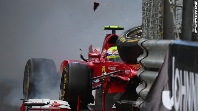 Felipe Massa crashed twice at the first corner of the Monaco Grand Prix circuit over the race weekend.
