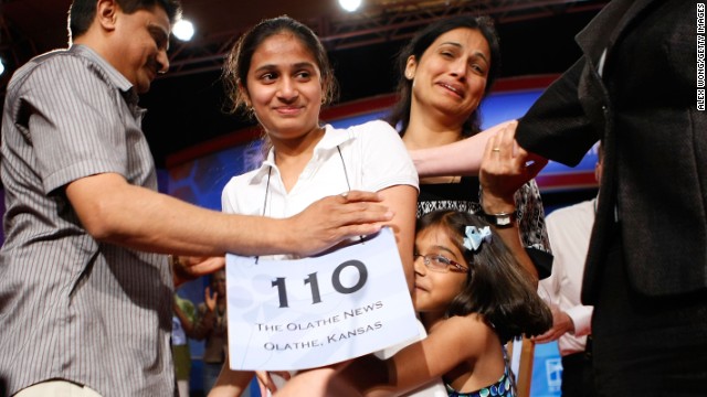 Kavya Shivashankar won in 2009 when she correctly spelled "laodicean," which means lukewarm or indifferent, particularly in matters of politics or religion.