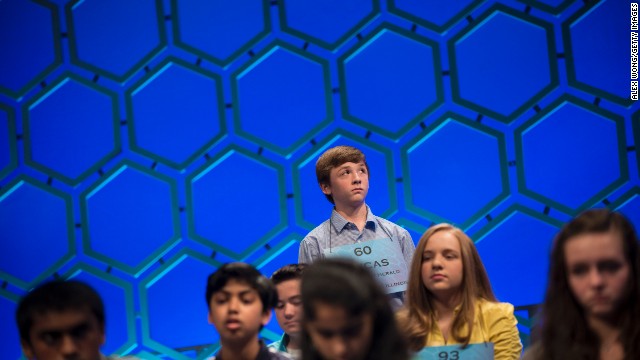 Lucas Michael Urbanski, from Illinois, waits to compete during the semifinals on Thursday, May 30. Urbanski spelled "parvanimity," the state of having a little or ignoble mind, in round five. 