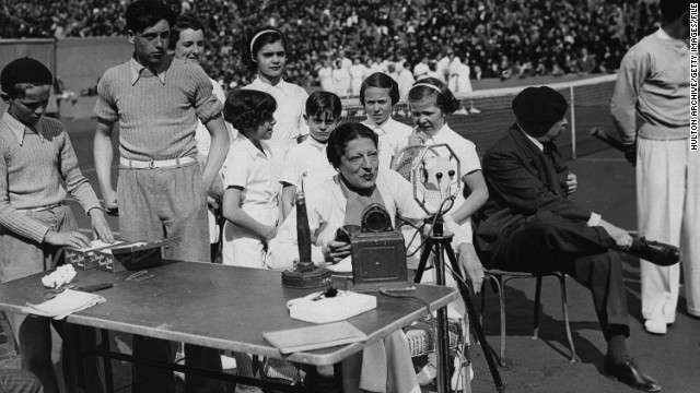 After retiring, Lenglen helped set up a tennis school near Roland Garros. She is pictured here with students in 1937, a year before her death at the age of 39. She had long suffered poor health, and was diagnosed with leukemia not long before she died.